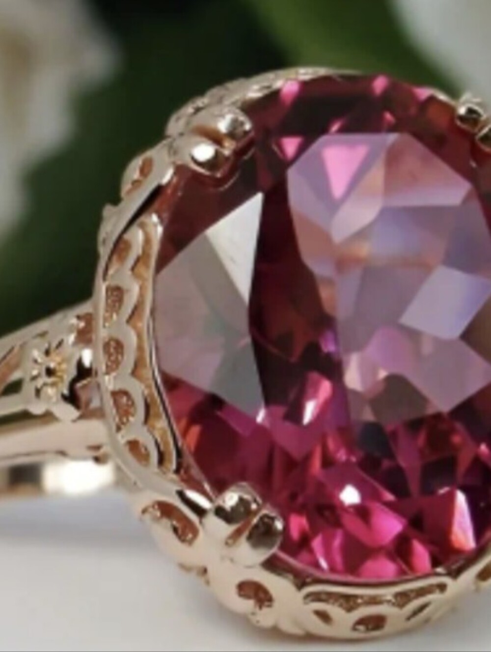 Pink Topaz Ring In Gold NWT Size 8 - Picture 3 of 10